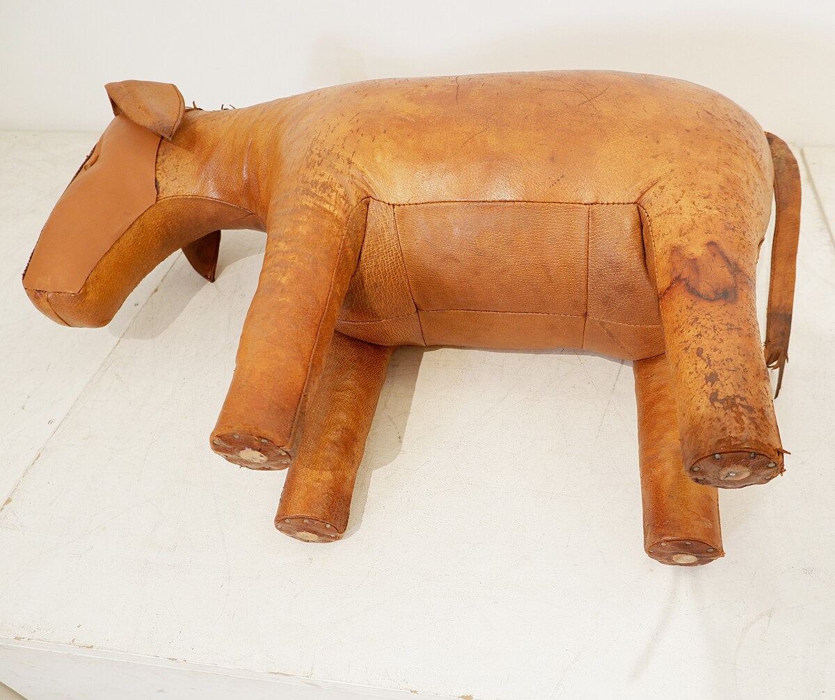 Dimitri Omersa Donkey Leather Footstool, England, 1960s-70s
