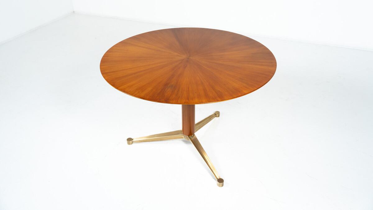 Dining Table by Melchiorre Bega, Brass and Wood, Italy, 1950s