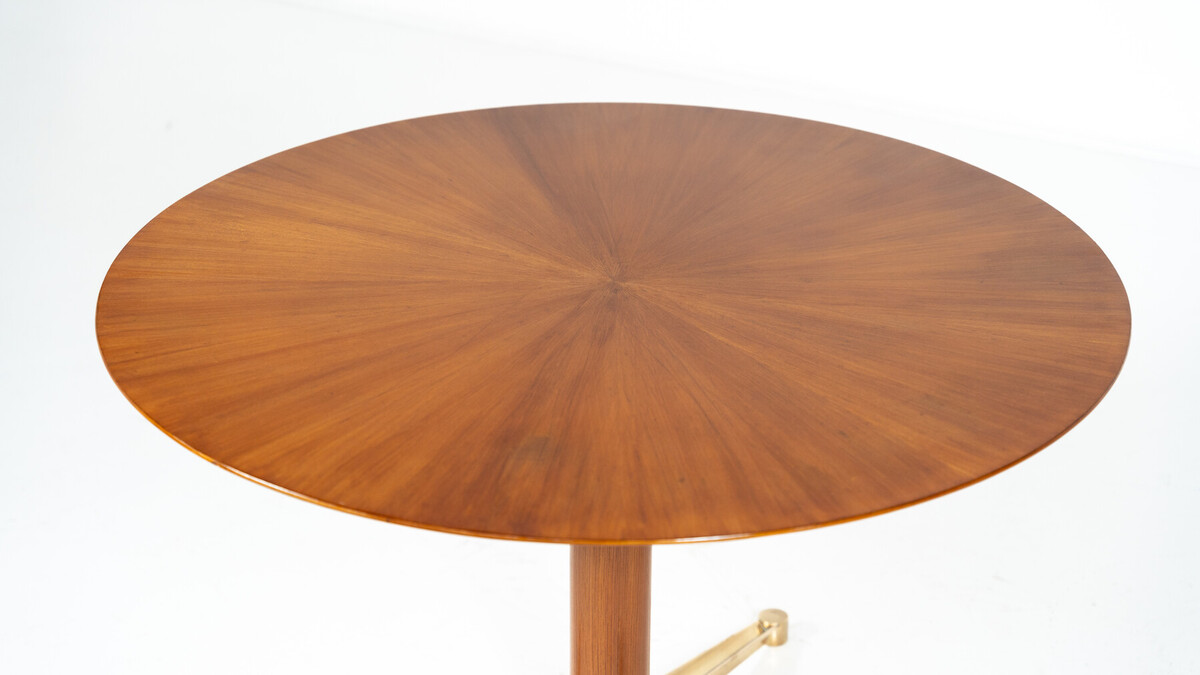 Dining Table by Melchiorre Bega, Brass and Wood, Italy, 1950s