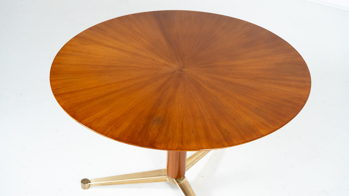 Dining Table by Melchiorre Bega, Brass and Wood, Italy, 1950s