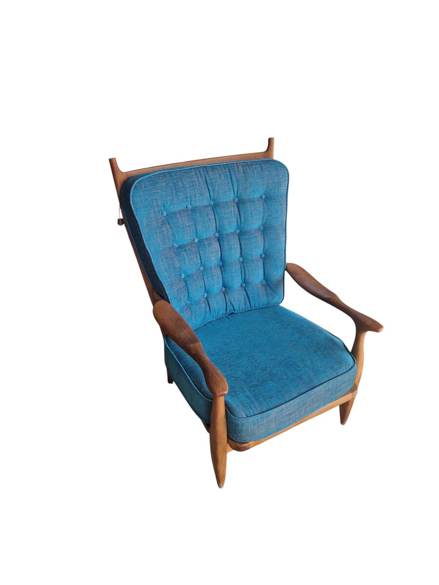 'Edouard' solid oak armchair by Guillerme & Chambron for Votre Maison, France, 