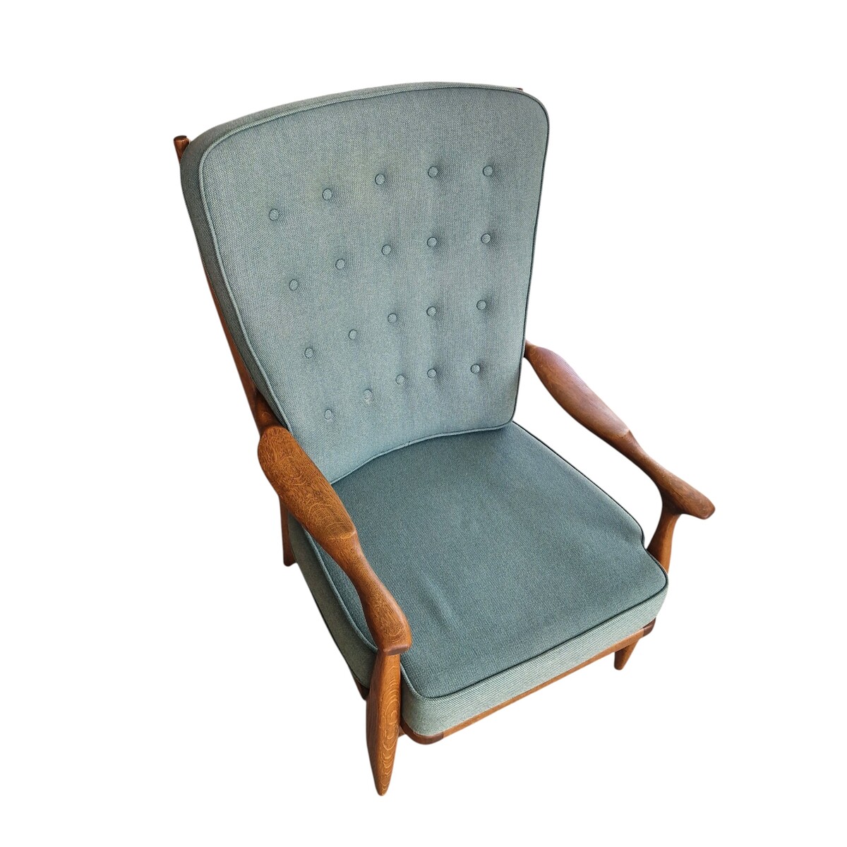 'Edouard' solid oak armchair by Guillerme & Chambron for Votre Maison, France, 