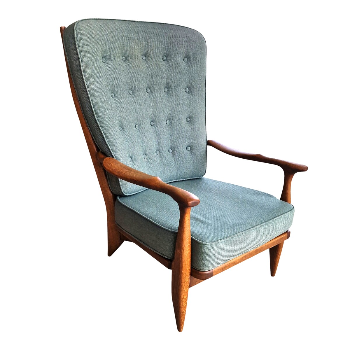 'Edouard' solid oak armchair by Guillerme & Chambron for Votre Maison, France, 