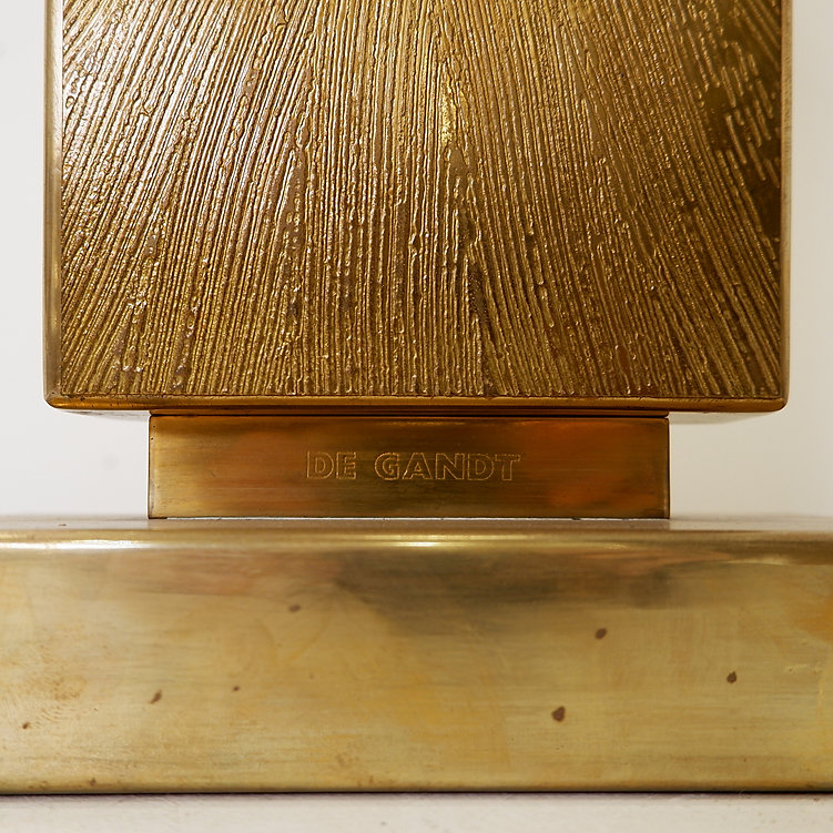 Etched Brass Lamp by Georges Mathias - Belgium 1970s