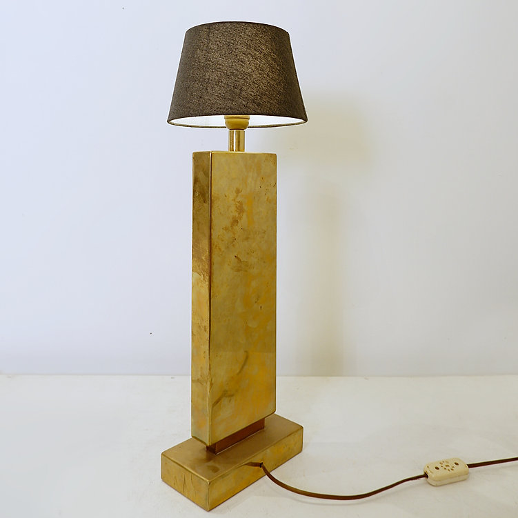 Etched Brass Lamp by Georges Mathias - Belgium 1970s