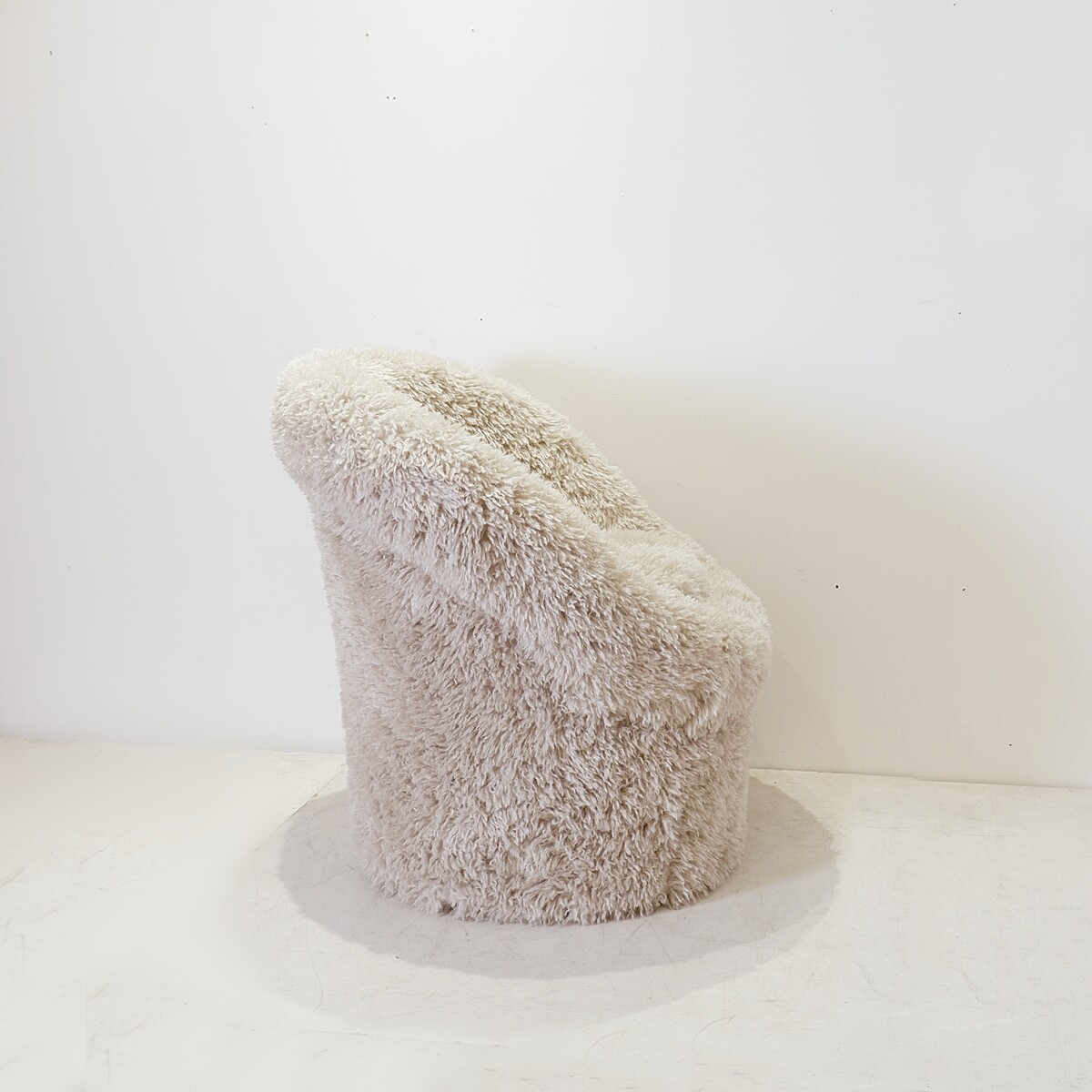 Faux sheepskin armchair - new light grey upholstery