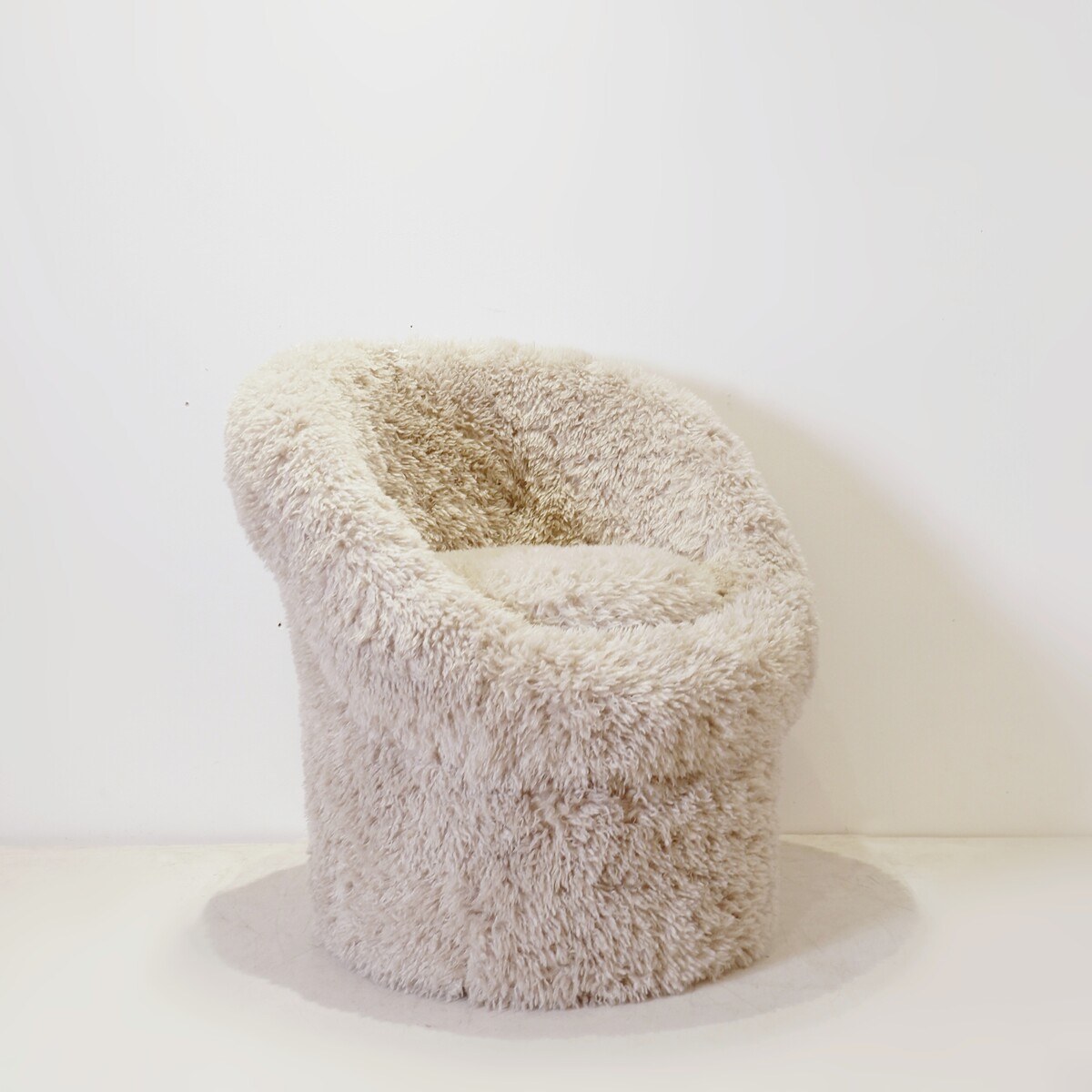 Faux sheepskin armchair - new light grey upholstery