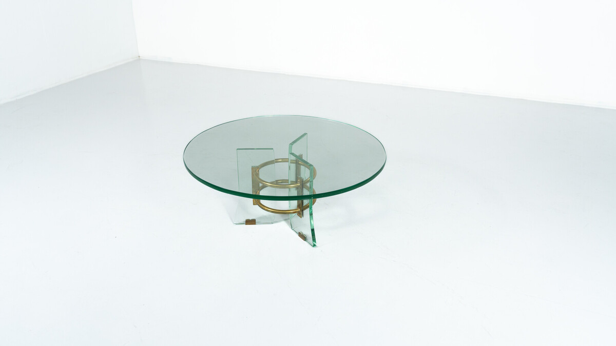 Glass and Brass Coffee Table by Pietro Chiesa for Fontana Arte, Italy