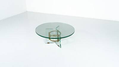 Glass and Brass Coffee Table by Pietro Chiesa for Fontana Arte, Italy