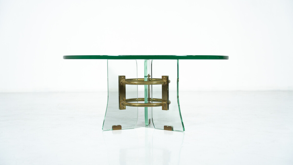 Glass and Brass Coffee Table by Pietro Chiesa for Fontana Arte, Italy