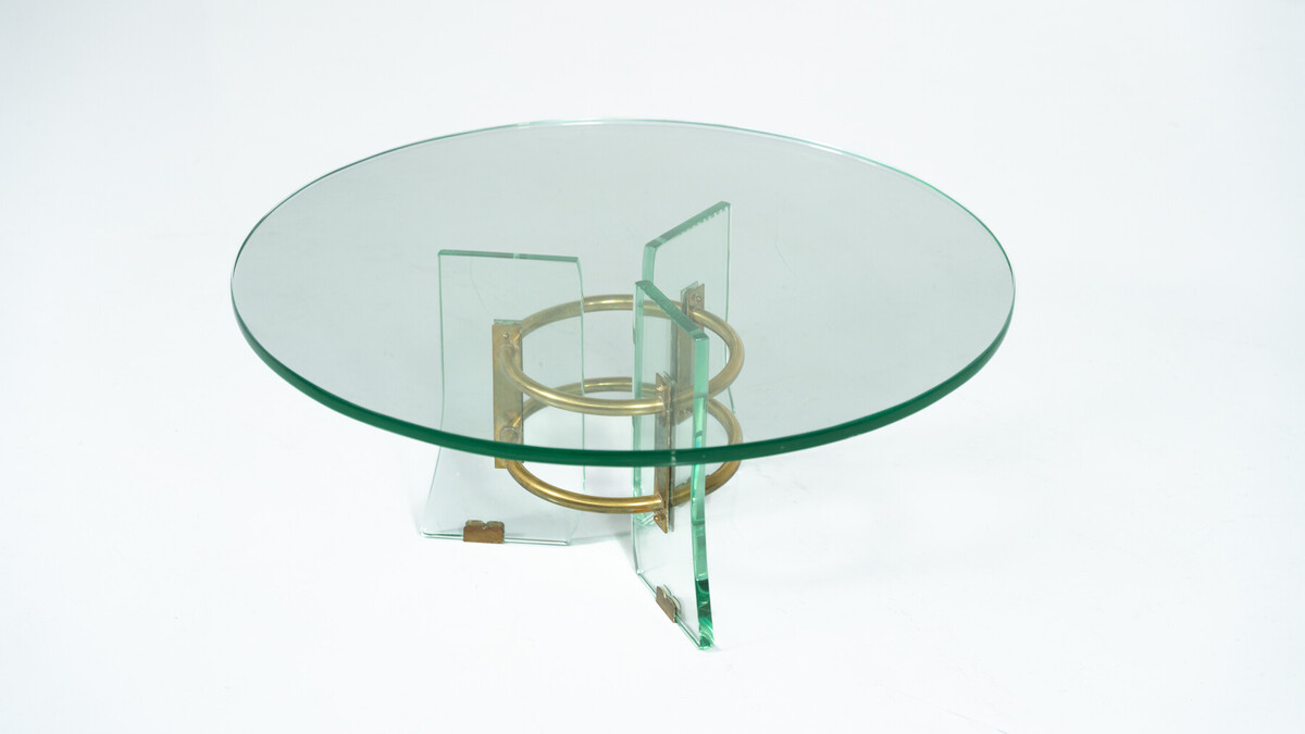 Glass and Brass Coffee Table by Pietro Chiesa for Fontana Arte, Italy