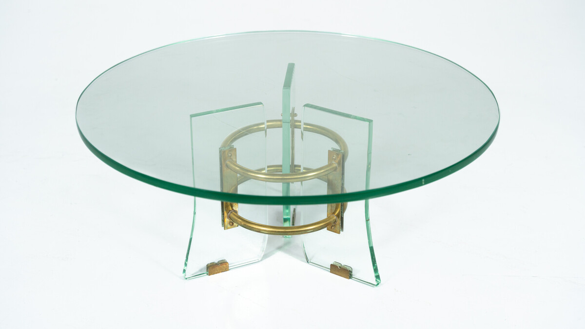 Glass and Brass Coffee Table by Pietro Chiesa for Fontana Arte, Italy