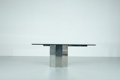 Glass dining table on chrome base, Italy, 1970s