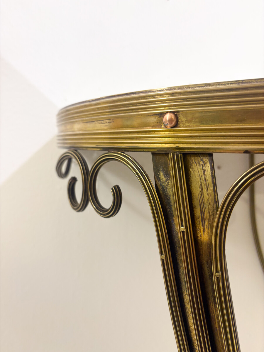 Half Moon Console, Brass and Glass, Italy, 1950s