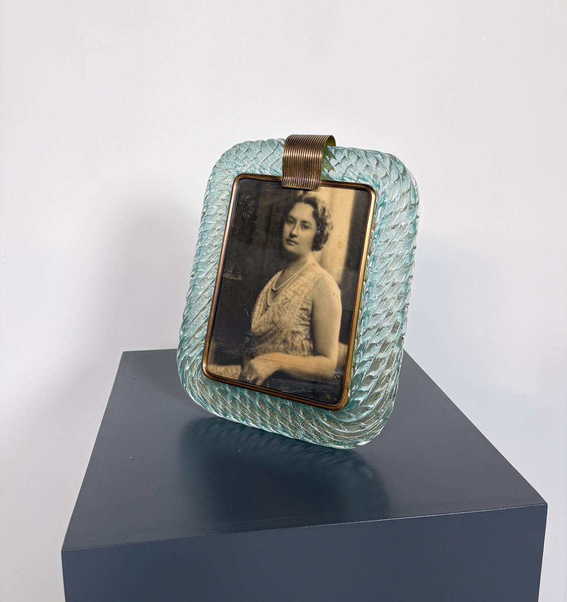 Hand Blown Blue Murano Glasss Frame by Barovier & Toso, 1950s