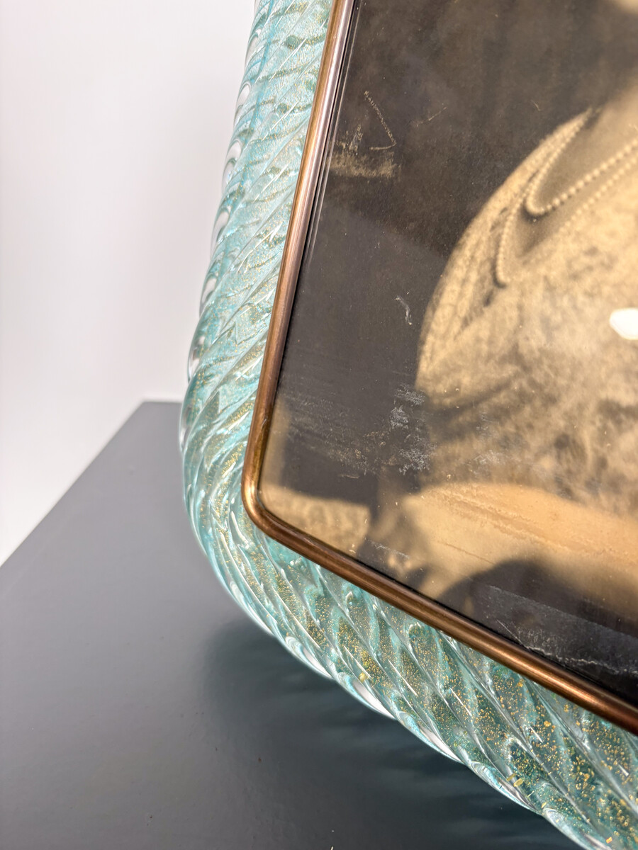 Hand Blown Blue Murano Glasss Frame by Barovier & Toso, 1950s