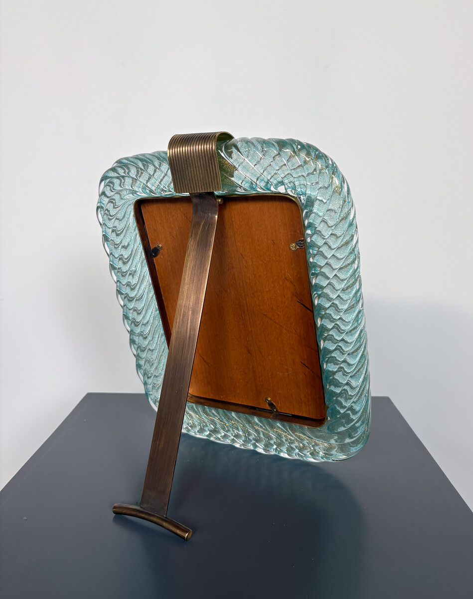 Hand Blown Blue Murano Glasss Frame by Barovier & Toso, 1950s