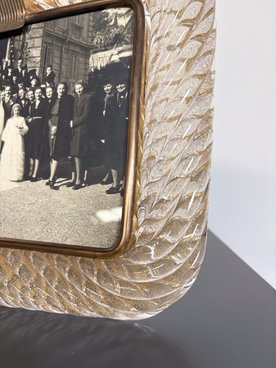 Hand Blown Gold Murano Glasss Frame by Barovier & Toso, 1950s