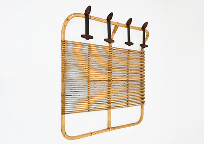 Italian Rattan Coat Rack, 1960s