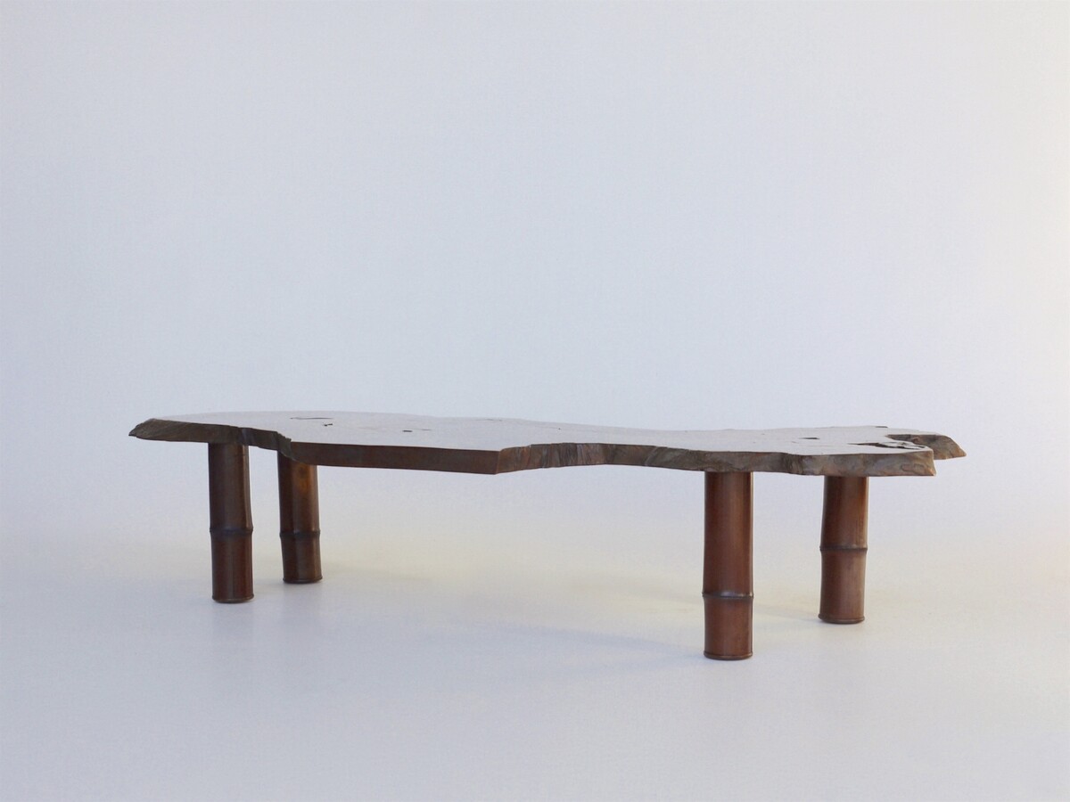 Japanse Showa Period Bamboo And Wood Low Table