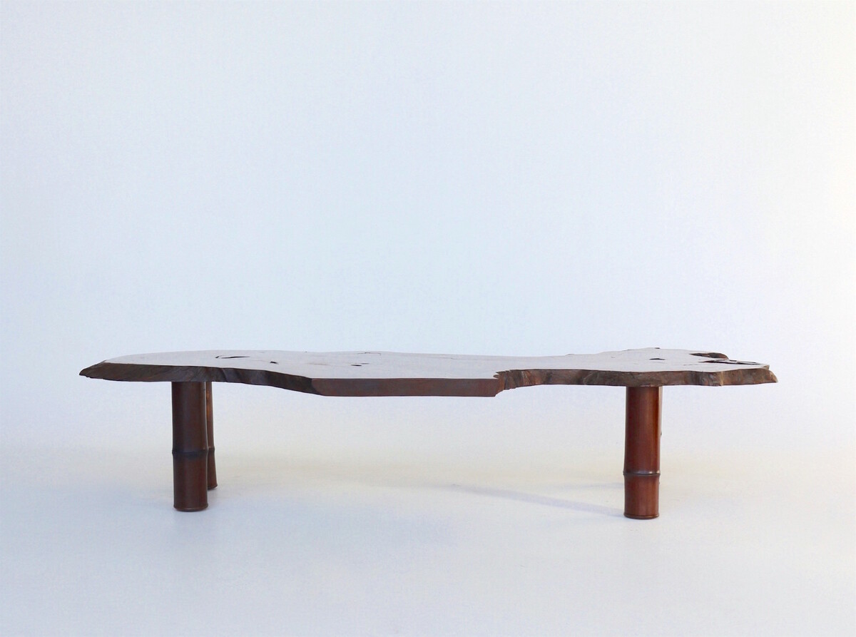 Japanse Showa Period Bamboo And Wood Low Table
