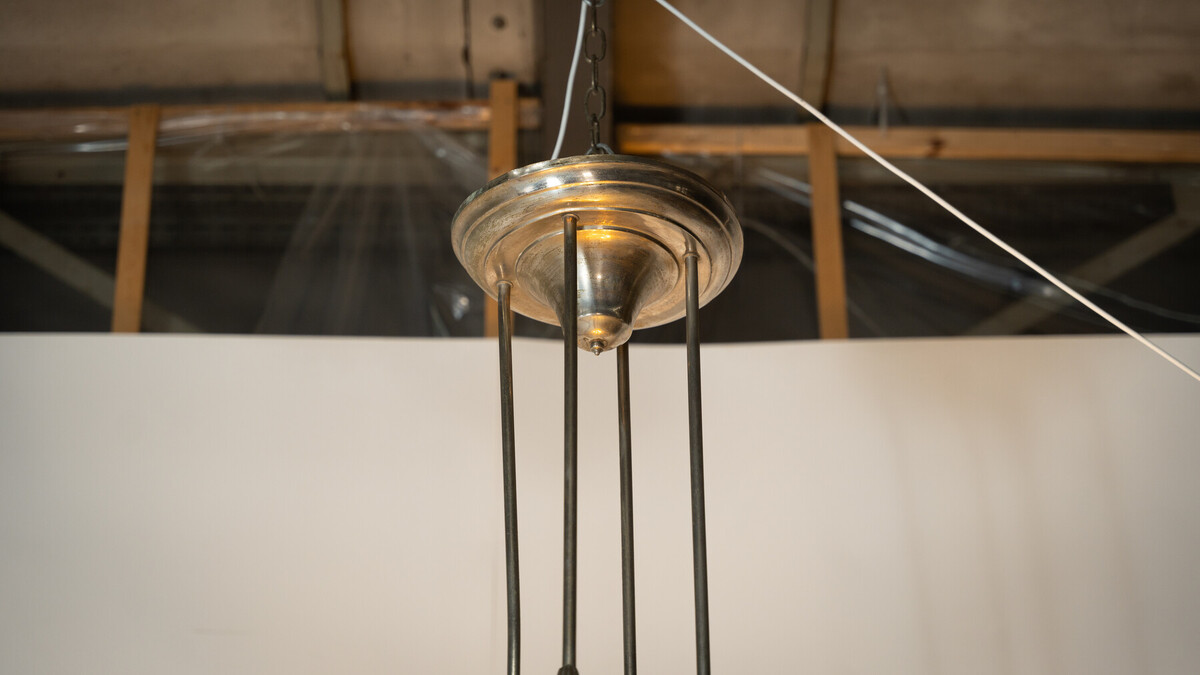 Large Art Deco Ceiling light, Glass and Metal, 1930s