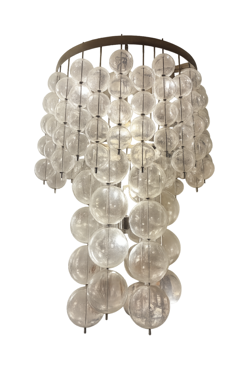 Large Glass Ceiling Light, Czech, 1960s