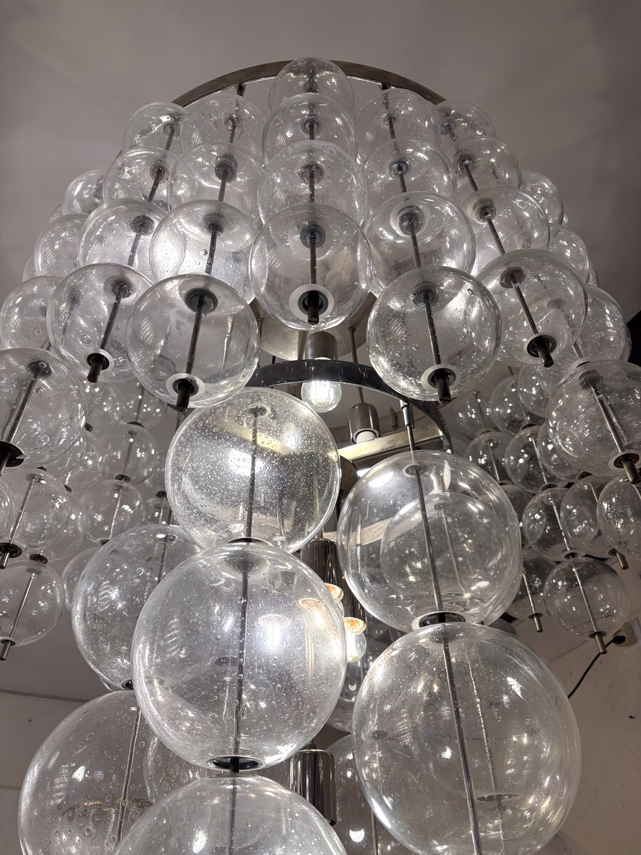 Large Glass Ceiling Light, Czech, 1960s