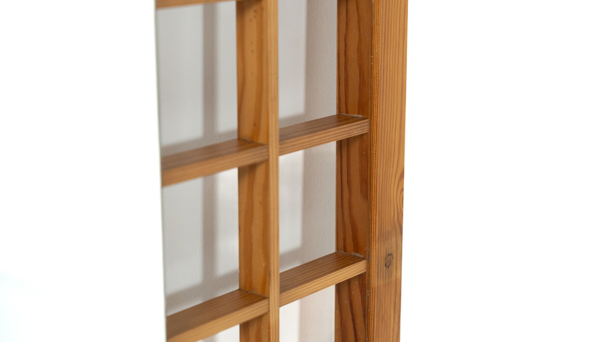 Large Mirror with Wooden Grid, Italy, 1960s