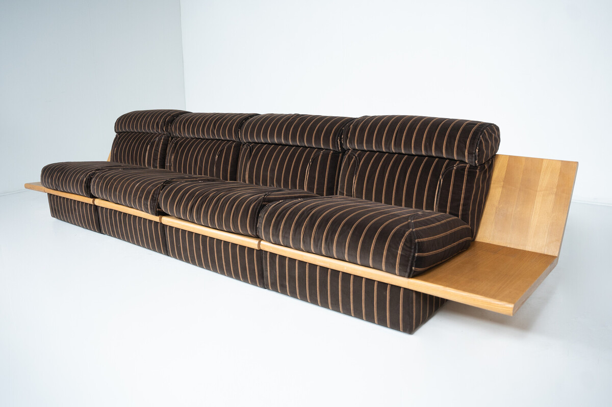 Large Modular Sofa with Integrated Side Tables, Italy, 1970s - Original Fabric