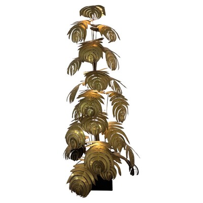 Large Monstera Floor Lamp attributed to Maison Jansen, 1980s