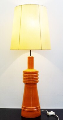 Large Orange ceramic table lamp with Original Shade