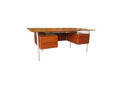 Large teak executive desk by Etienne Fermigier (1932–1973), France, 1960s–1970s