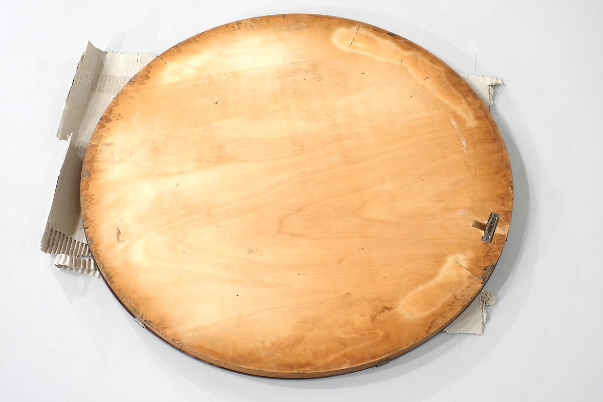 Large Vintage Mirror with silkscreen, from 1950s.
