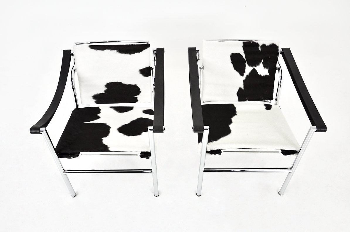 LC1 Armchairs by Le Corbusier for Cassina 1970S, set of 2