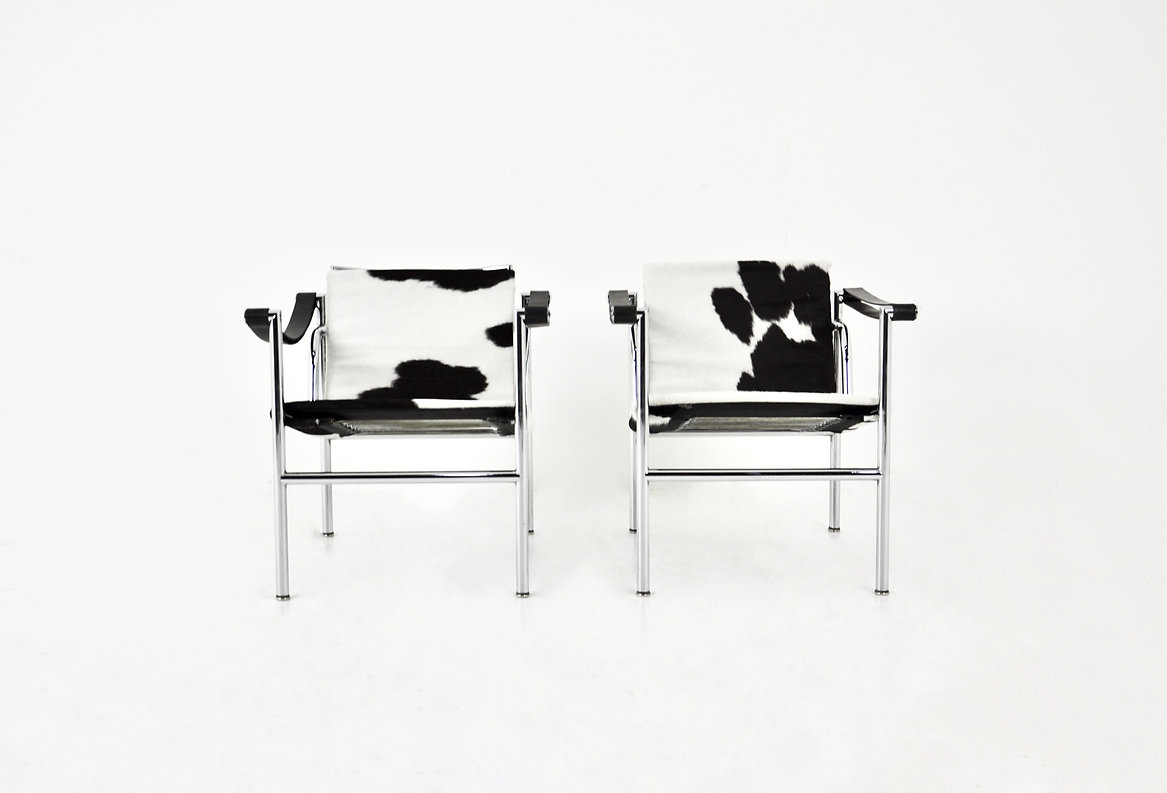LC1 Armchairs by Le Corbusier for Cassina 1970S, set of 2