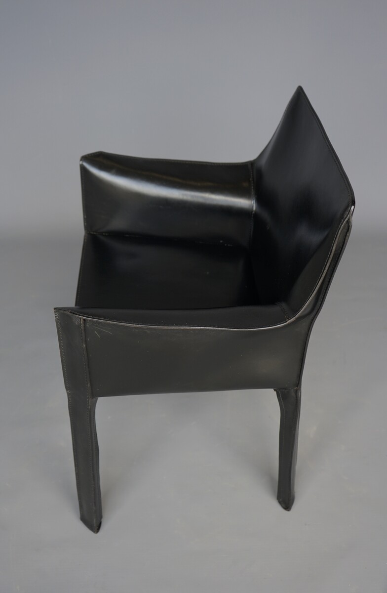 Leather 413 Cab Armchair by Mario Bellini, Cassina