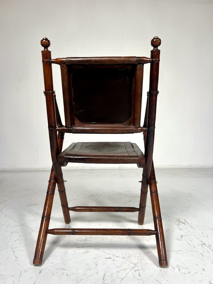 Leather And Wood Safari Armchair