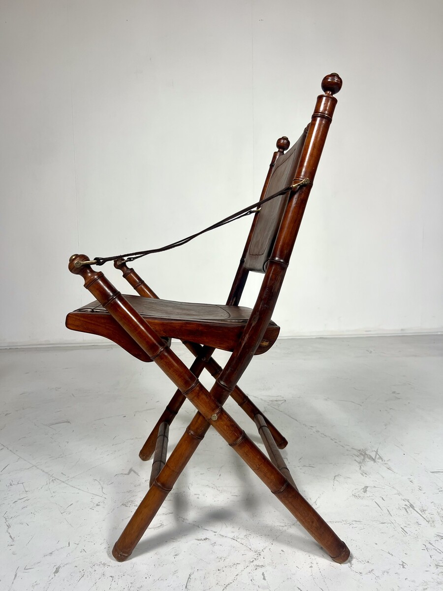 Leather And Wood Safari Armchair