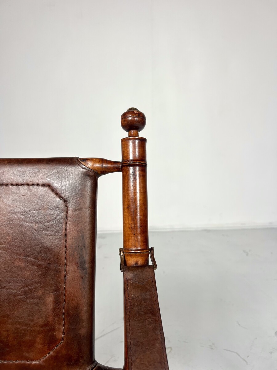 Leather And Wood Safari Armchair