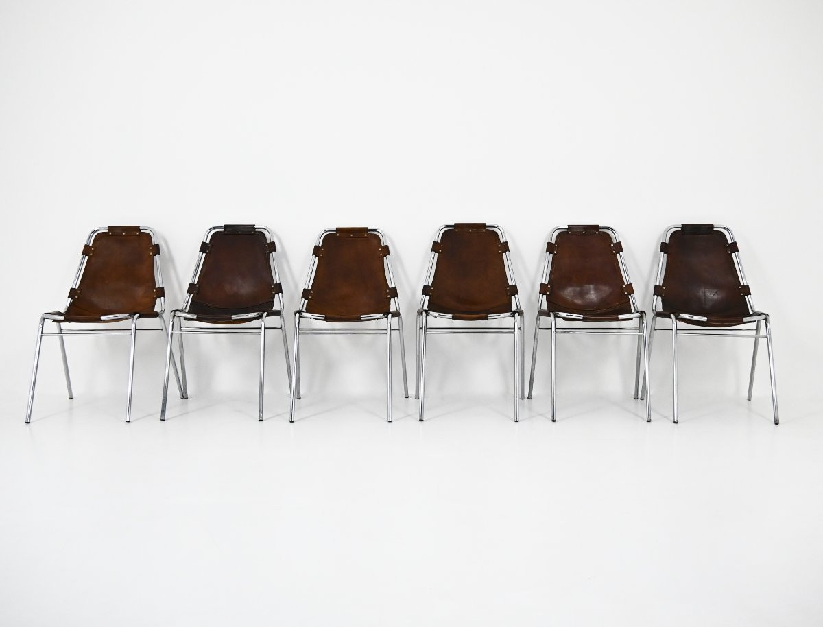 Les Arcs Chairs by Charlotte Perriand, 1960s, set of 6