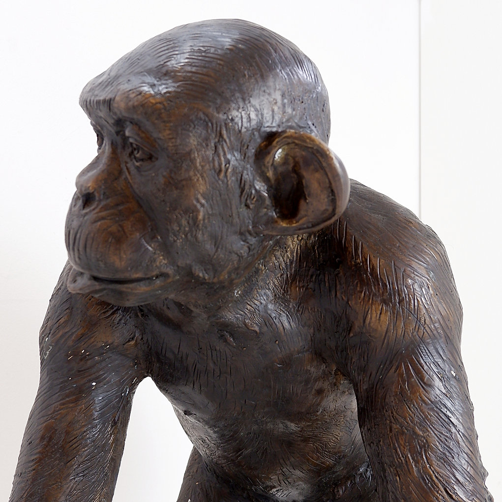 Life-size Chimpanzee Sculpture in Bronze 