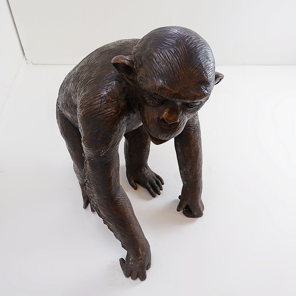 Life-size Chimpanzee Sculpture in Bronze 