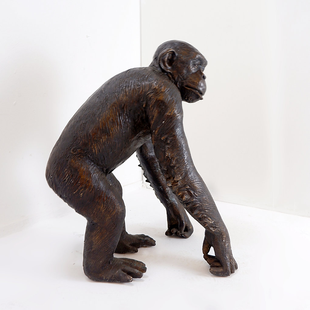 Life-size Chimpanzee Sculpture in Bronze 