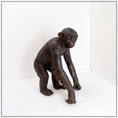 Life-size Chimpanzee Sculpture in Bronze 