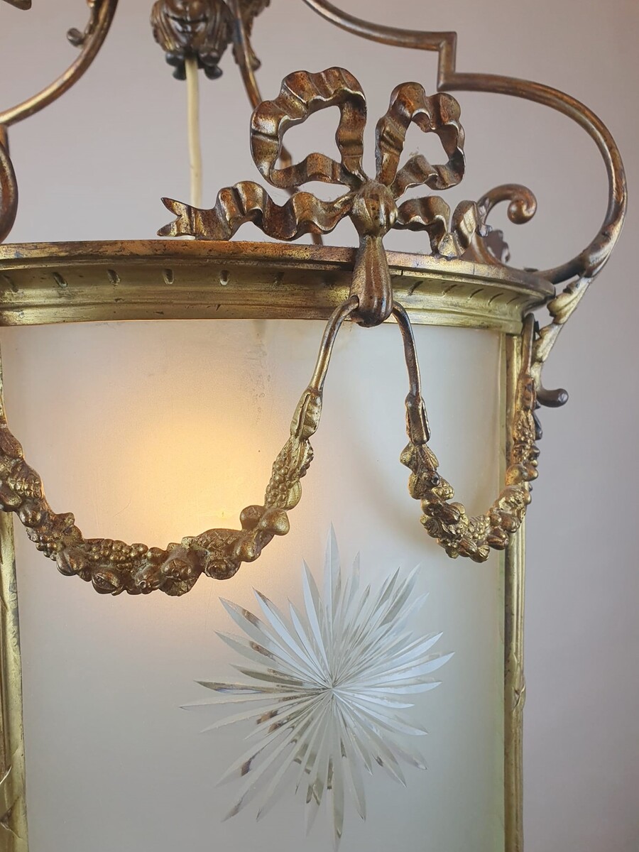 Louis XVI Style Hallway Lantern In Bronze And Brass, 1900s