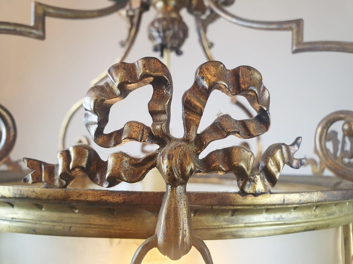 Louis XVI Style Hallway Lantern In Bronze And Brass, 1900s