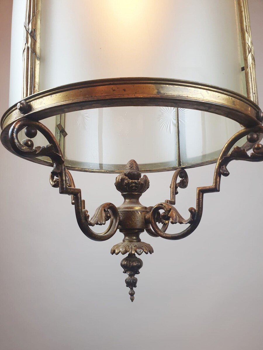 Louis XVI Style Hallway Lantern In Bronze And Brass, 1900s