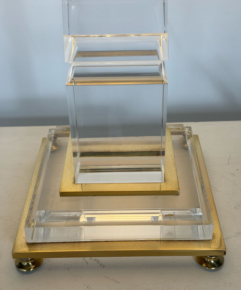 Lucite and Brass Desk Lamp by Sandro Petti, 1970s