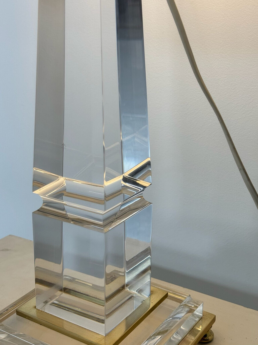 Lucite and Brass Desk Lamp by Sandro Petti, 1970s